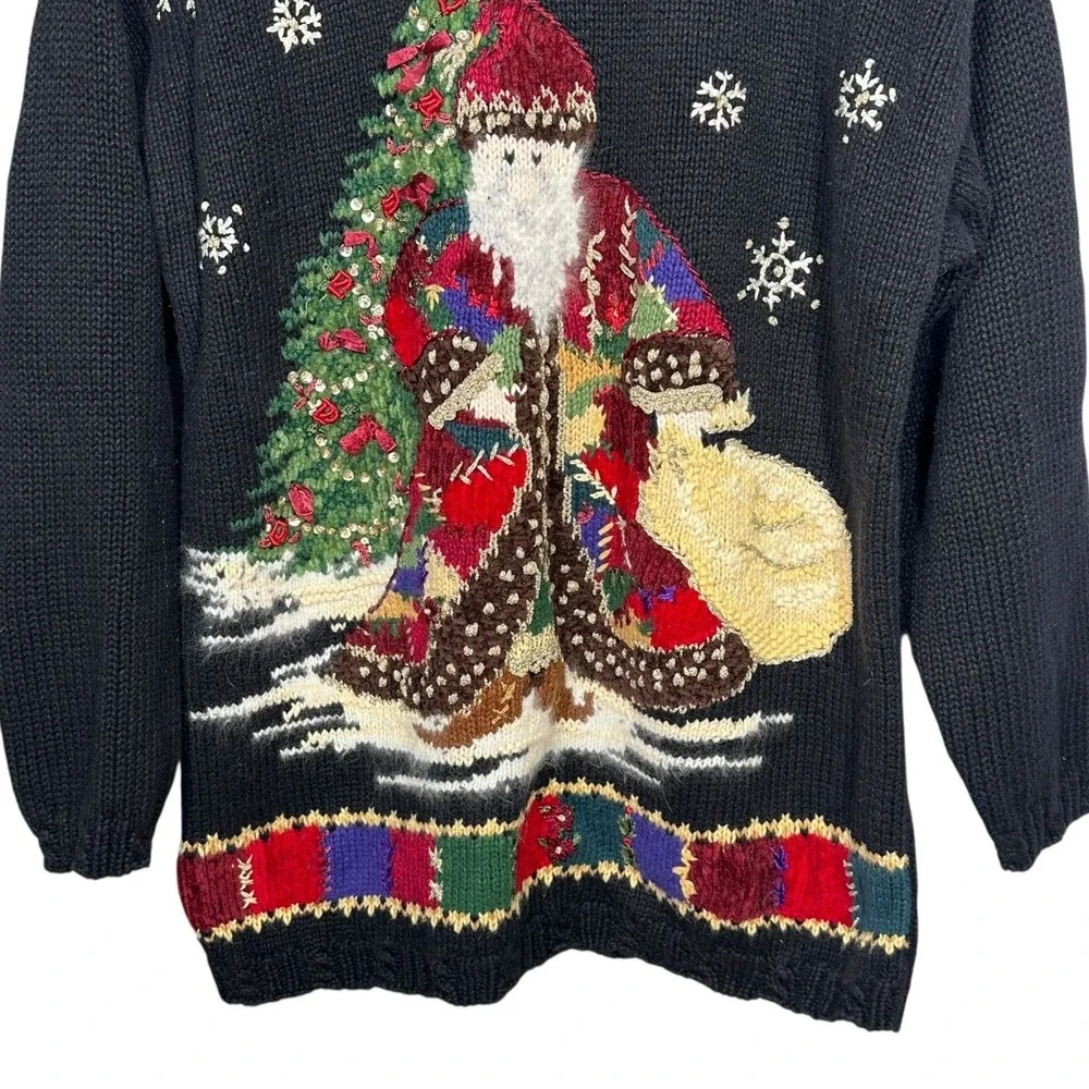 Vtg 90s Heirloom Collectibles Roll Neck Santa‎ Sweater Sz M Ugly Christmas Party - Picture 4 of 12